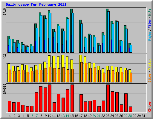 Daily usage for February 2021