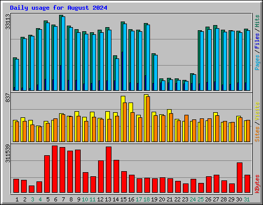 Daily usage for August 2024